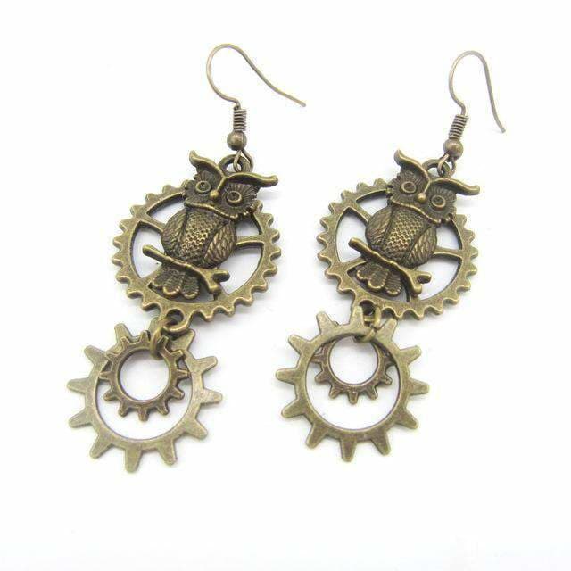 Boucles d' Oreilles Hibou - Grand Duc-Passion Steampunk