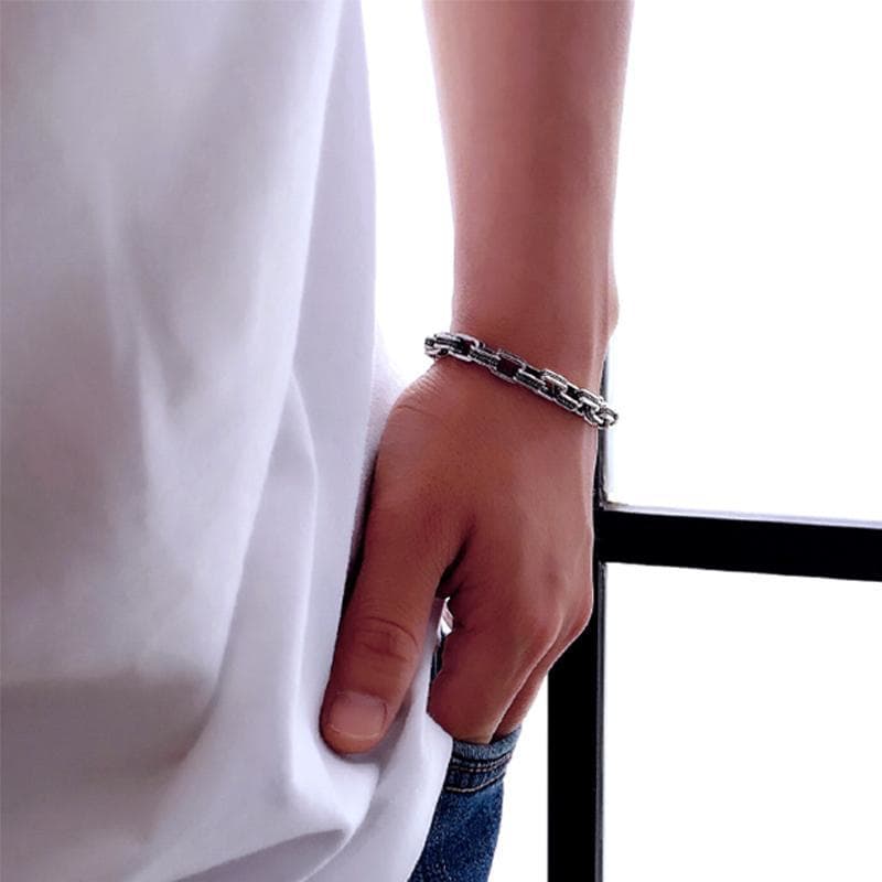 Bracelet Argent Vintage Homme - Chaîne Victorienne-Passion Steampunk