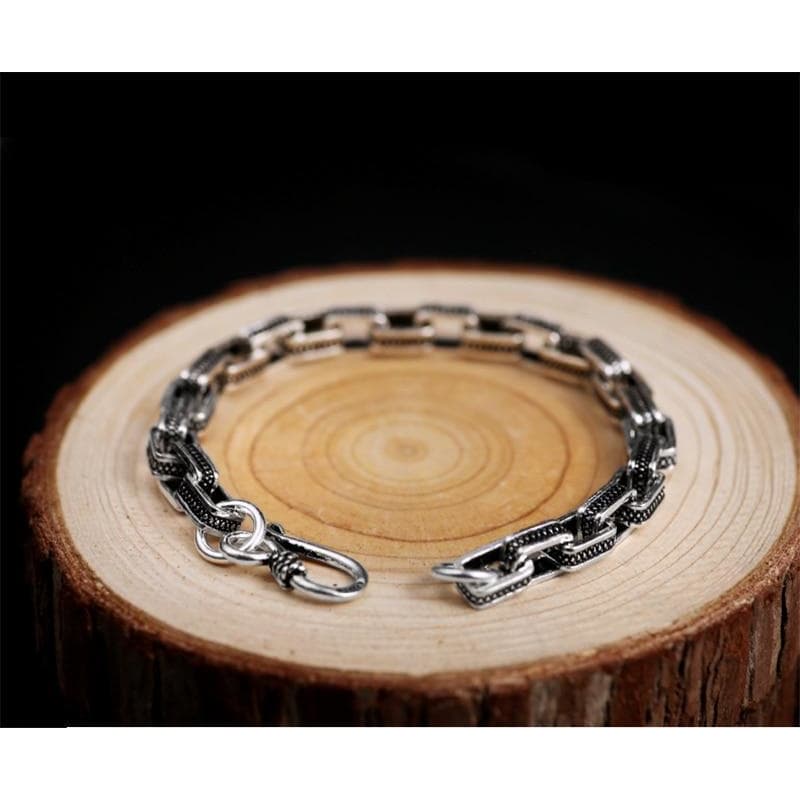Bracelet Argent Vintage Homme - Chaîne Victorienne-Passion Steampunk