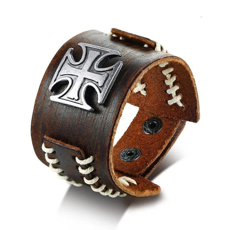 Bracelet Steampunk <br> Croix De Malte (cuir)-Passion Steampunk