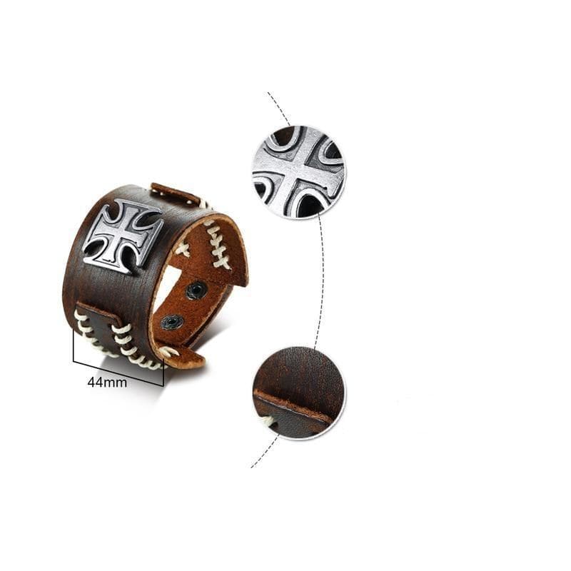 Bracelet Steampunk <br> Croix De Malte (cuir)-Passion Steampunk