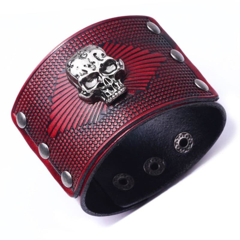 Bracelet Homme Tete de Mort en Cuir-Passion Steampunk