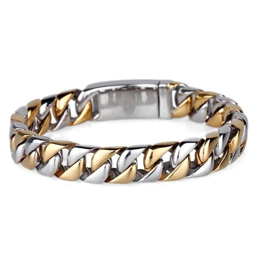 Bracelet Homme Acier et Or – Fusion Échaudée-Passion Steampunk