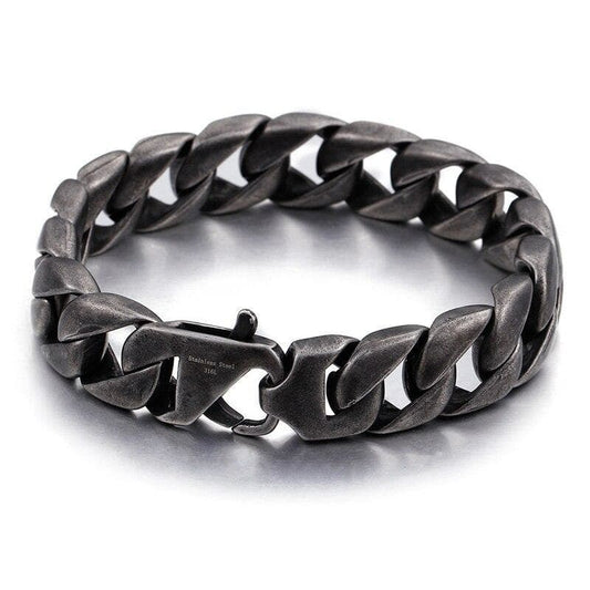 Gourmette Homme Noire – Acier Ténébreux-Passion Steampunk