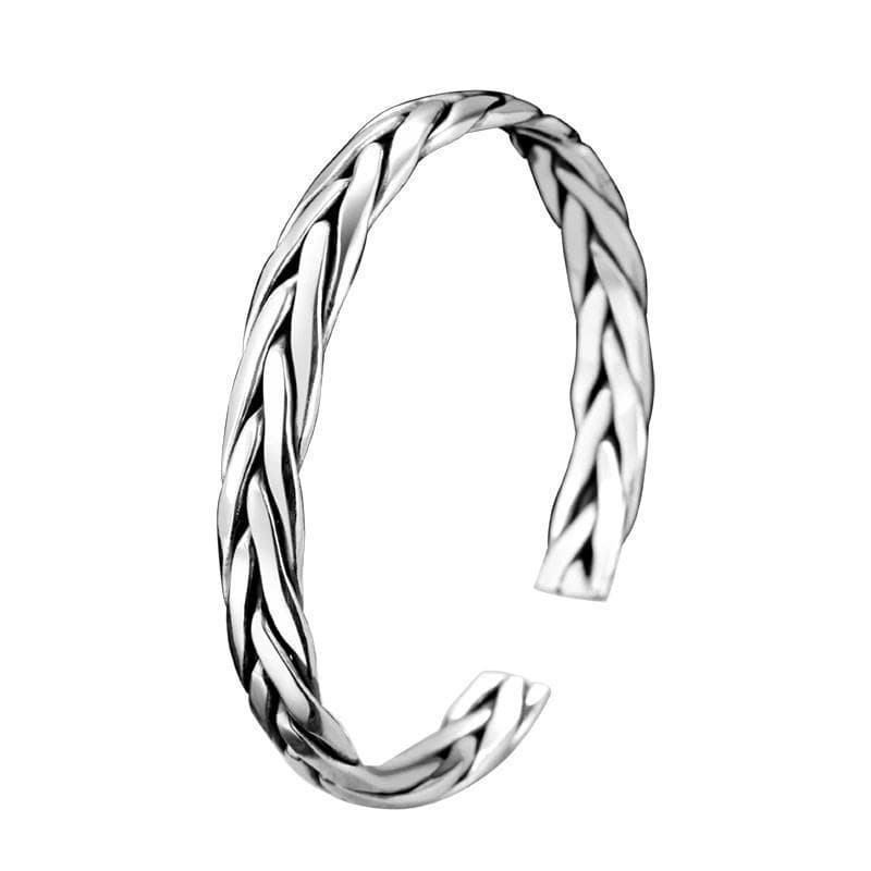 Bracelet Jonc Homme Argent Tressé-Passion Steampunk