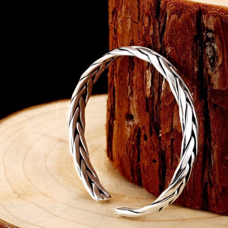 Bracelet Jonc Homme Argent Tressé-Passion Steampunk