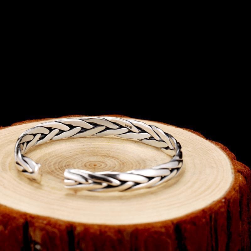 Bracelet Jonc Homme Argent Tressé-Passion Steampunk