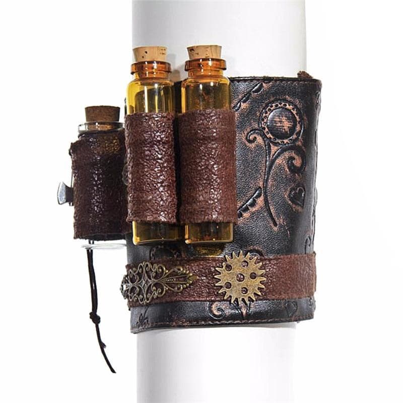 Porte Fioles Cuir - Brassard Steampunk-Passion Steampunk