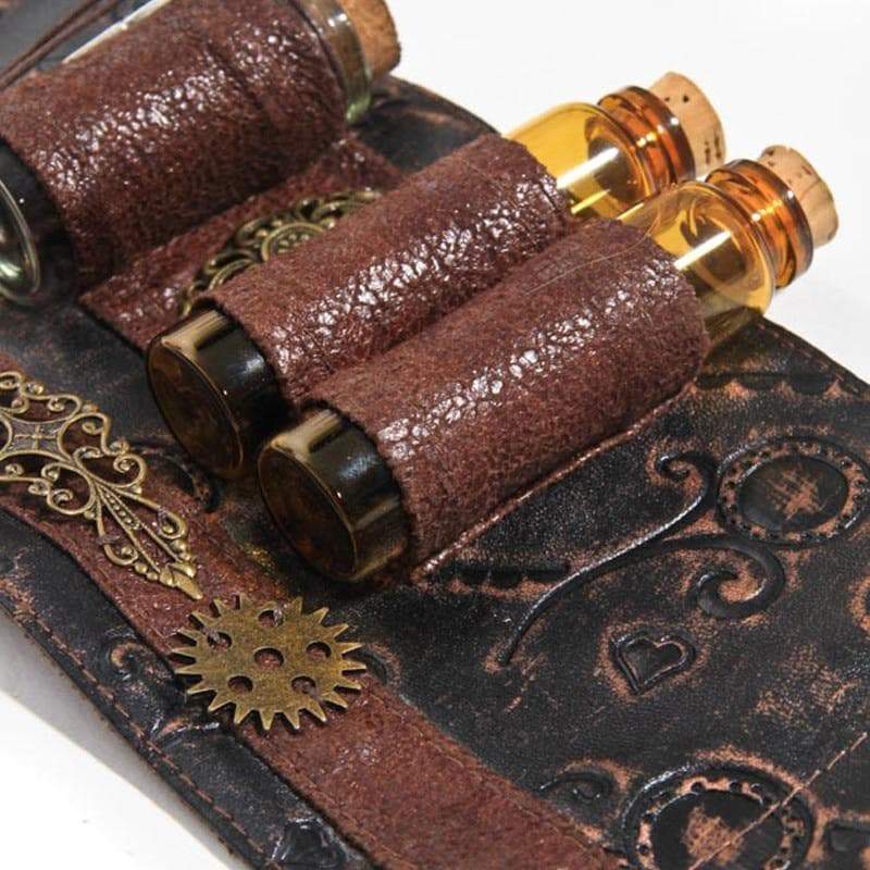 Porte Fioles Cuir - Brassard Steampunk-Passion Steampunk