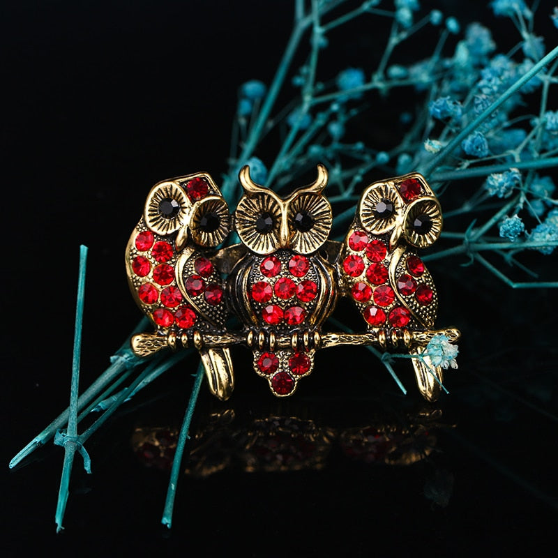 Broche Steampunk - Chouettes Rouges-Passion Steampunk