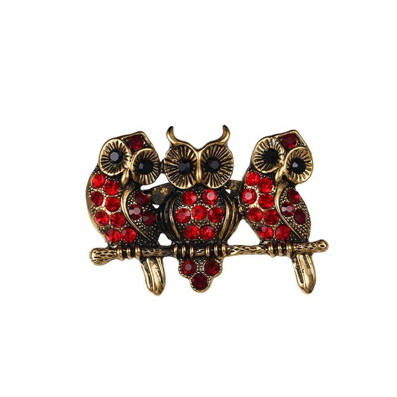 Broche Steampunk - Chouettes Rouges-Passion Steampunk