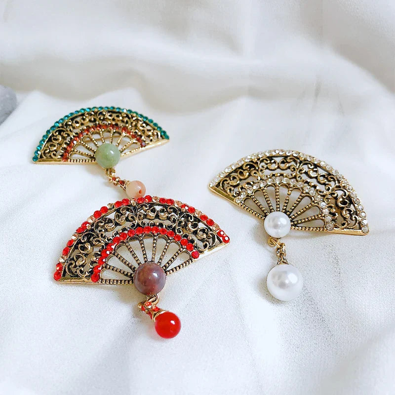 Broche Fantaisie Vintage- Eventail-Passion Steampunk