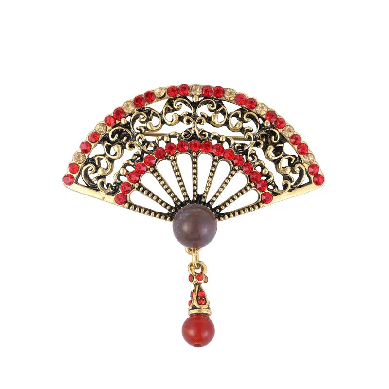 Broche Fantaisie Vintage- Eventail-Passion Steampunk