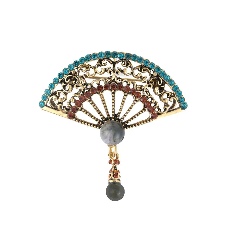 Broche Fantaisie Vintage- Eventail-Passion Steampunk