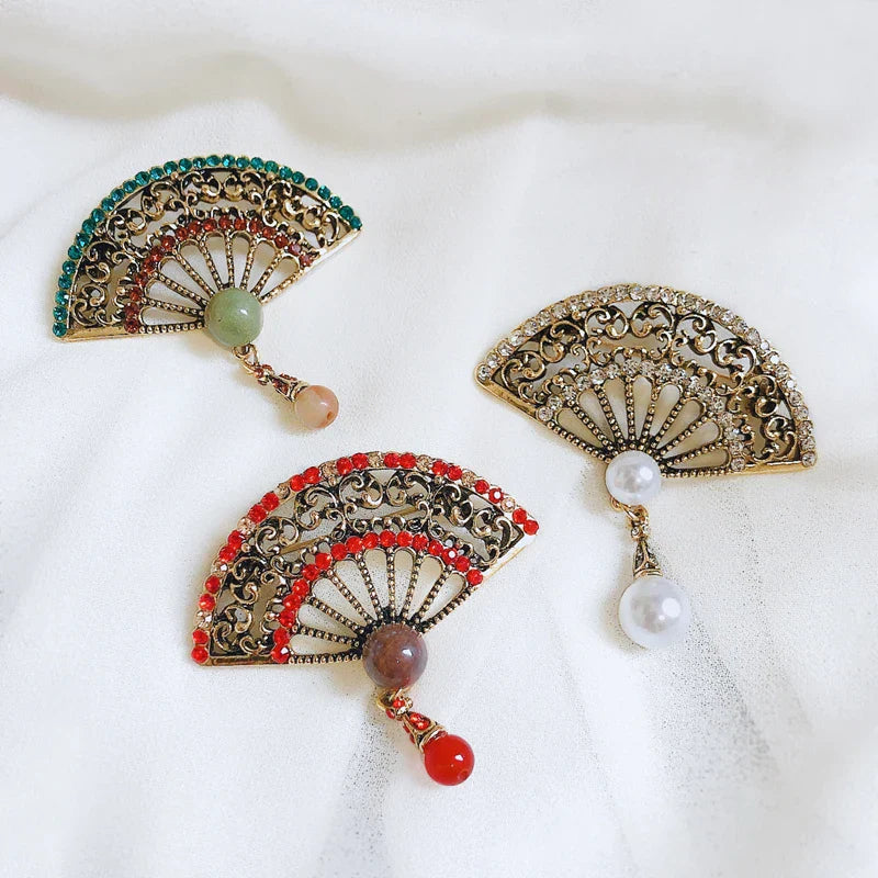 Broche Fantaisie Vintage- Eventail-Passion Steampunk