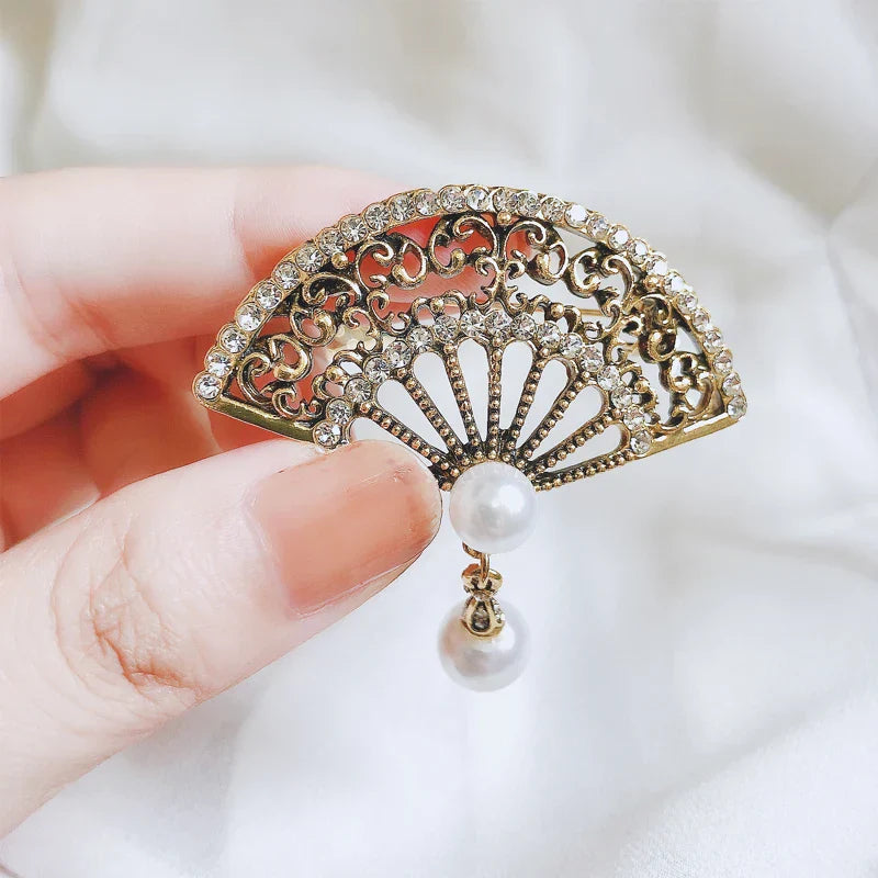 Broche Fantaisie Vintage- Eventail-Passion Steampunk