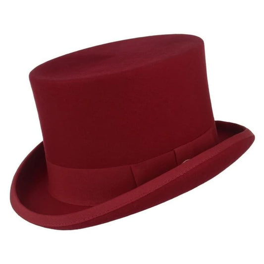Chapeau Haut de Forme Rouge Écarlate-Passion Steampunk