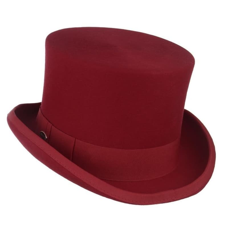 Chapeau Haut de Forme Rouge Écarlate-Passion Steampunk