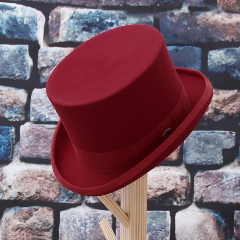 Chapeau Haut de Forme Rouge Écarlate-Passion Steampunk