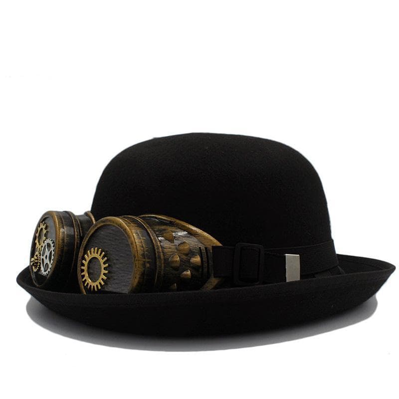 Chapeau Melon Steampunk avec Lunettes – Style Rétro Futuriste-Passion Steampunk