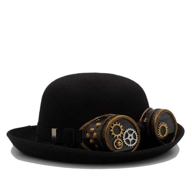 Chapeau Melon Steampunk avec Lunettes – Style Rétro Futuriste-Passion Steampunk