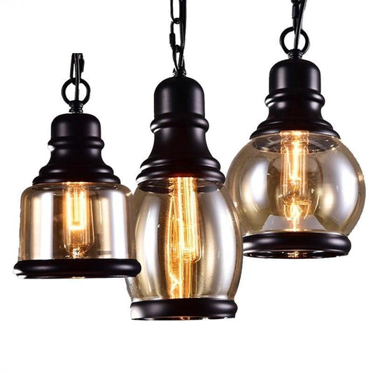 Lustre industriel - Verre Ambré-Passion Steampunk