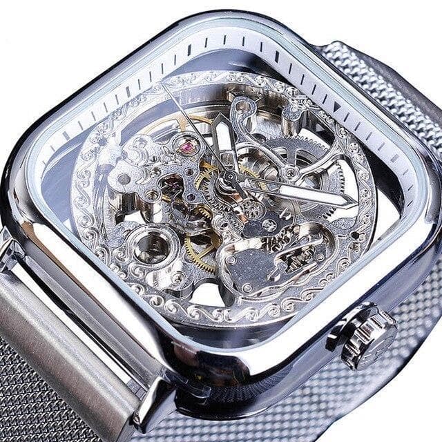 Montre Carrée Homme - Cadran Squelette-Passion Steampunk