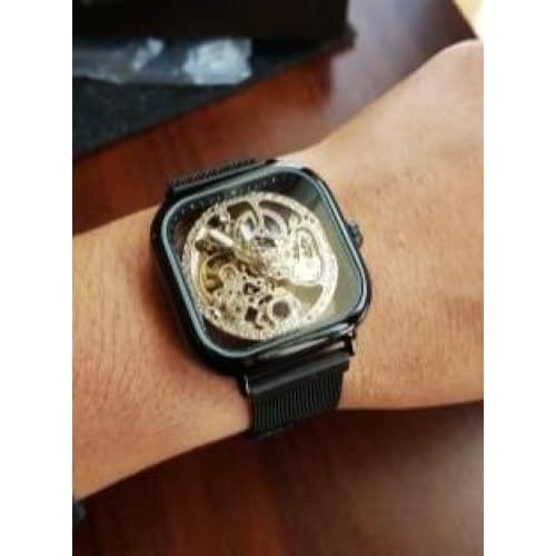 Montre Carrée Homme - Cadran Squelette-Passion Steampunk
