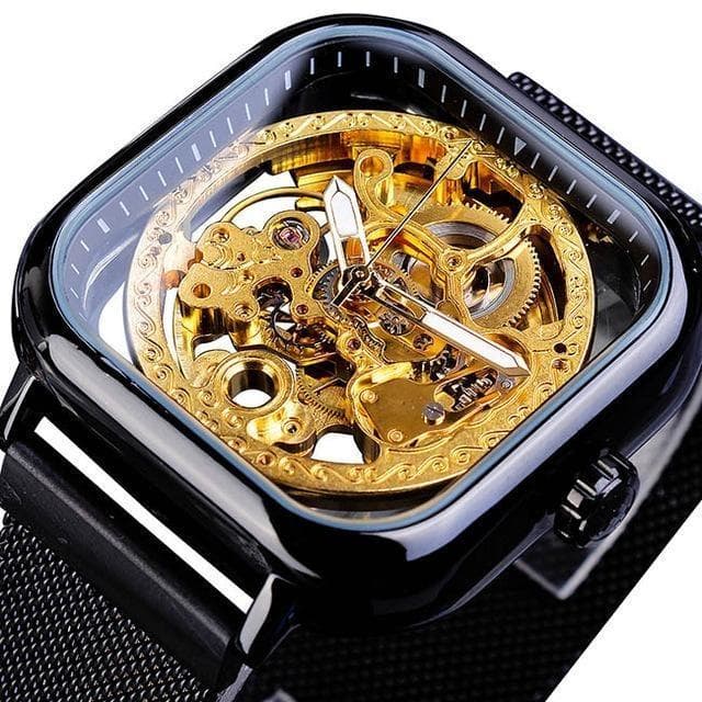 Montre Carrée Homme - Cadran Squelette-Passion Steampunk