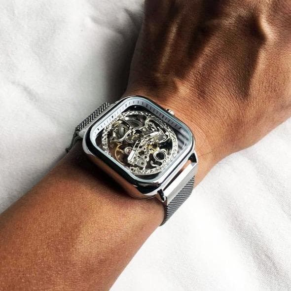 Montre Carrée Homme - Cadran Squelette-Passion Steampunk
