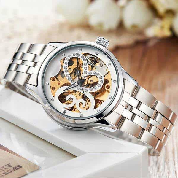 Montre Squelette Femme Acier Inoxydable - Papillon-Passion Steampunk