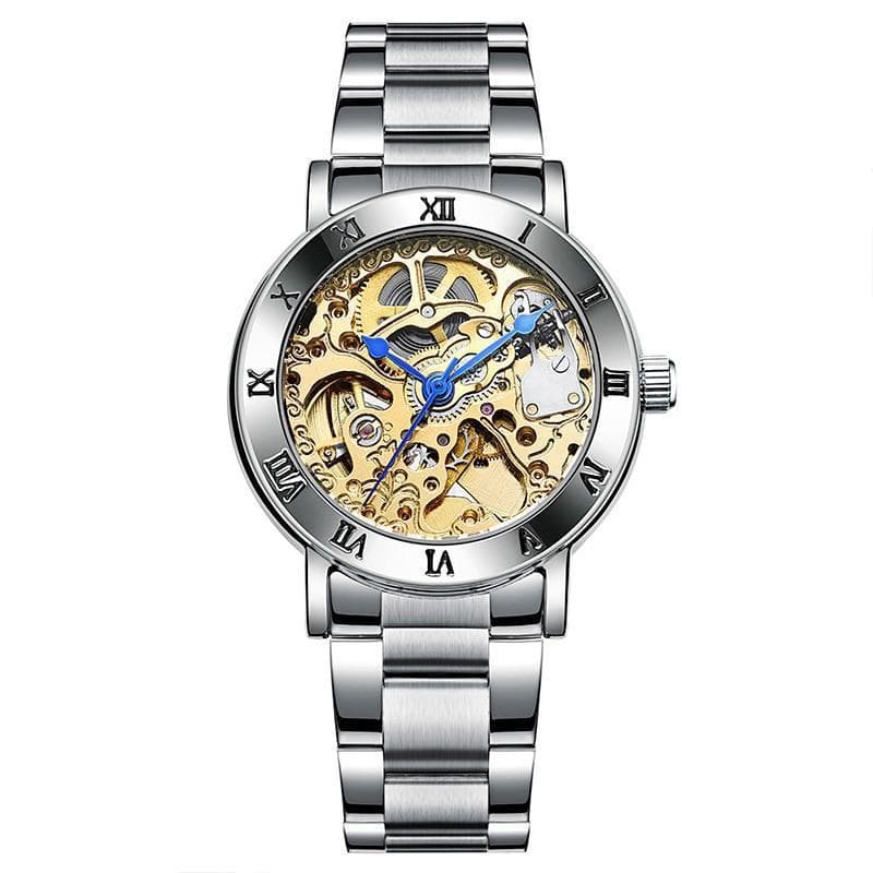 Montre Femme Argentée Squelette-Passion Steampunk