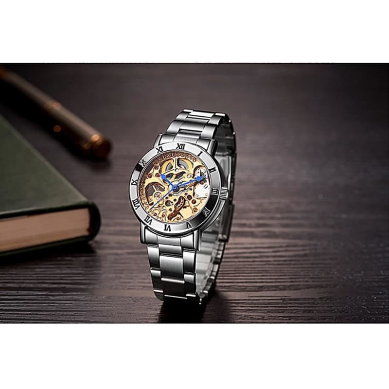 Montre Femme Argentée Squelette-Passion Steampunk