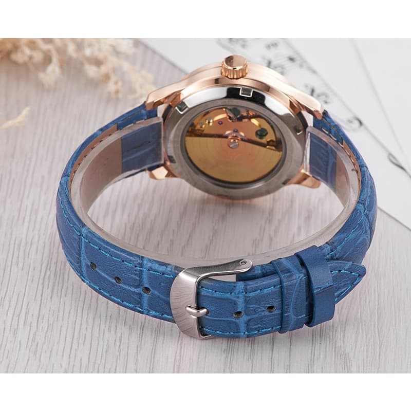 Montre Squelette Femme Bleue-Passion Steampunk