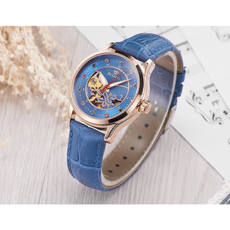 Montre Squelette Femme Bleue-Passion Steampunk