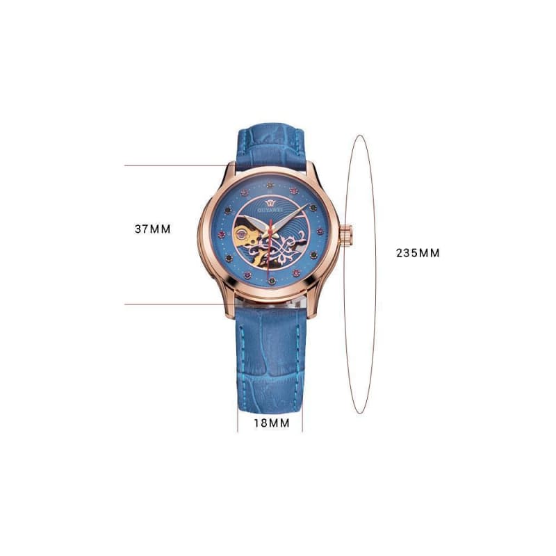Montre Squelette Femme Bleue-Passion Steampunk