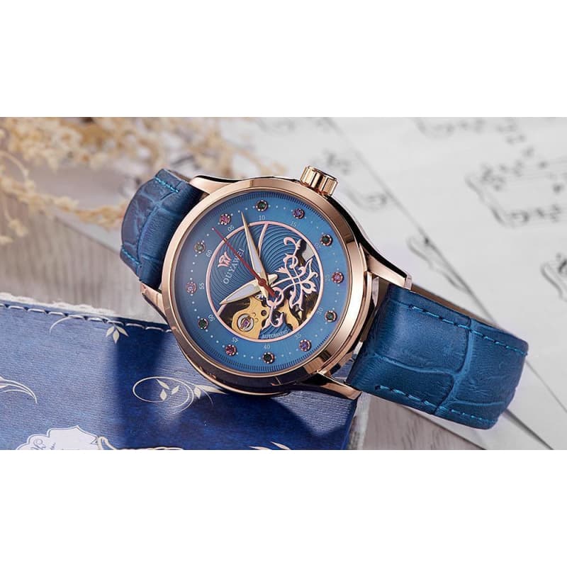 Montre Squelette Femme Bleue-Passion Steampunk
