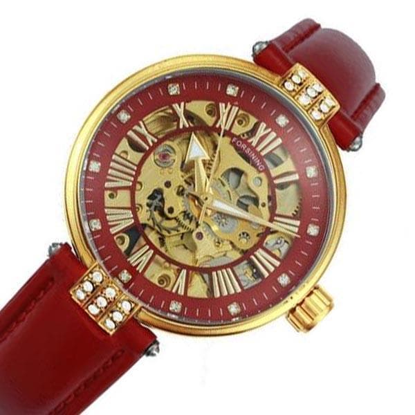 Montre Automatique Squelette Femme - Rouge-Passion Steampunk