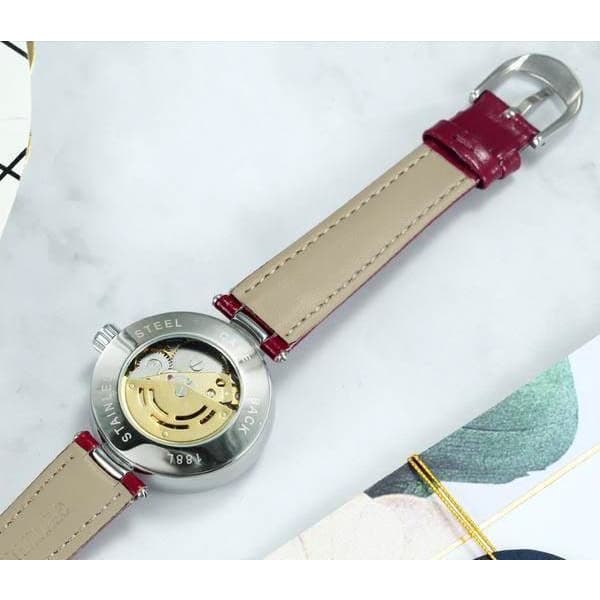 Montre Automatique Squelette Femme - Rouge-Passion Steampunk