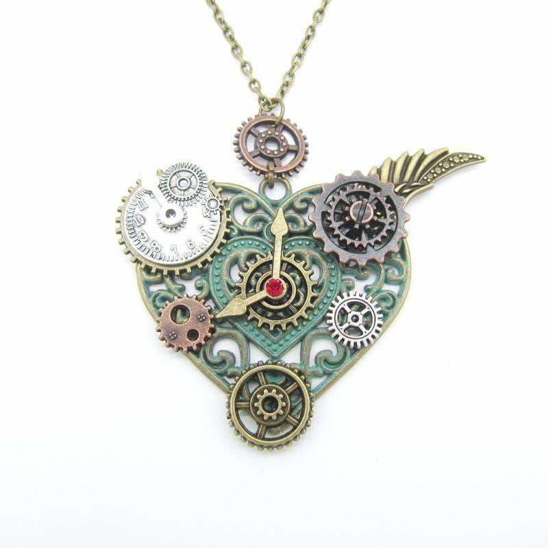Pendentif Coeur Steampunk mécanique-Passion Steampunk