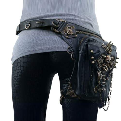 Sac banane Gothique - Cuir & Chaines-Passion Steampunk