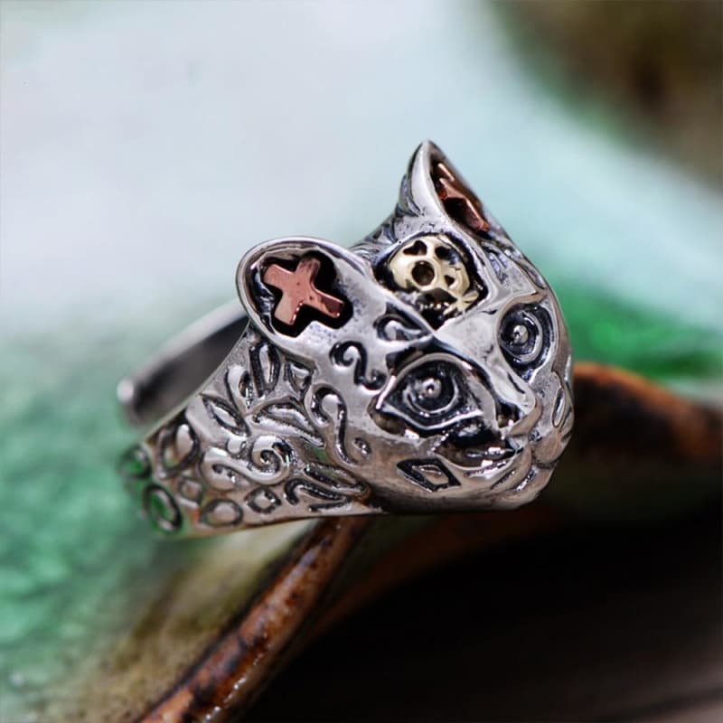 Bague Chat Argent - Style Steampunk