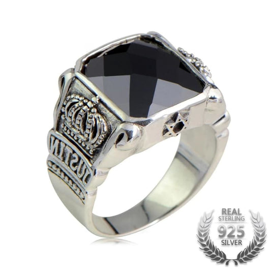 Bague Obsidienne Homme - Argent