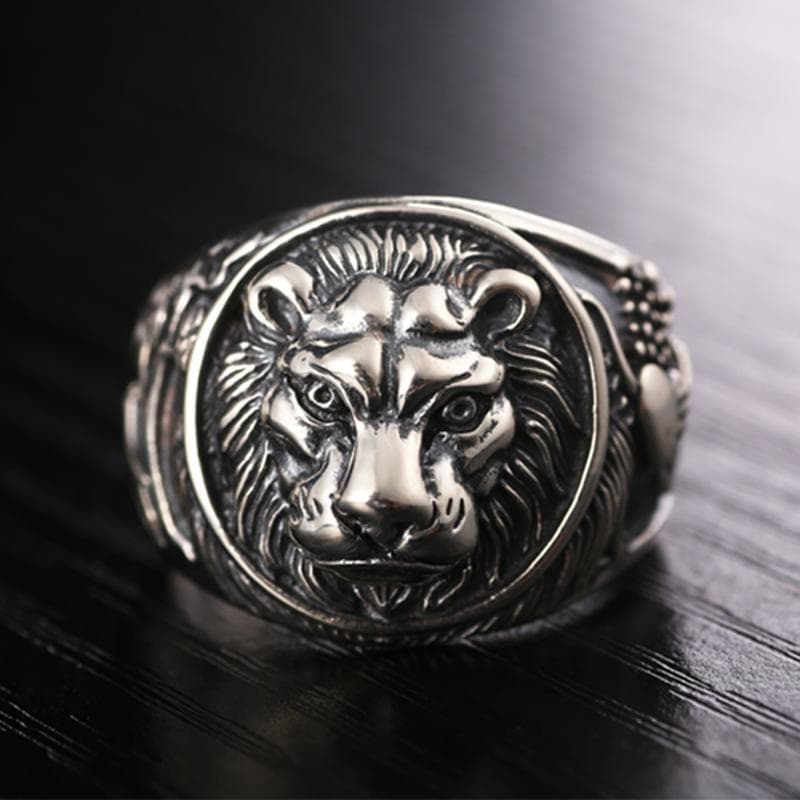 Bague Homme Lion - Steampunk d' Argent