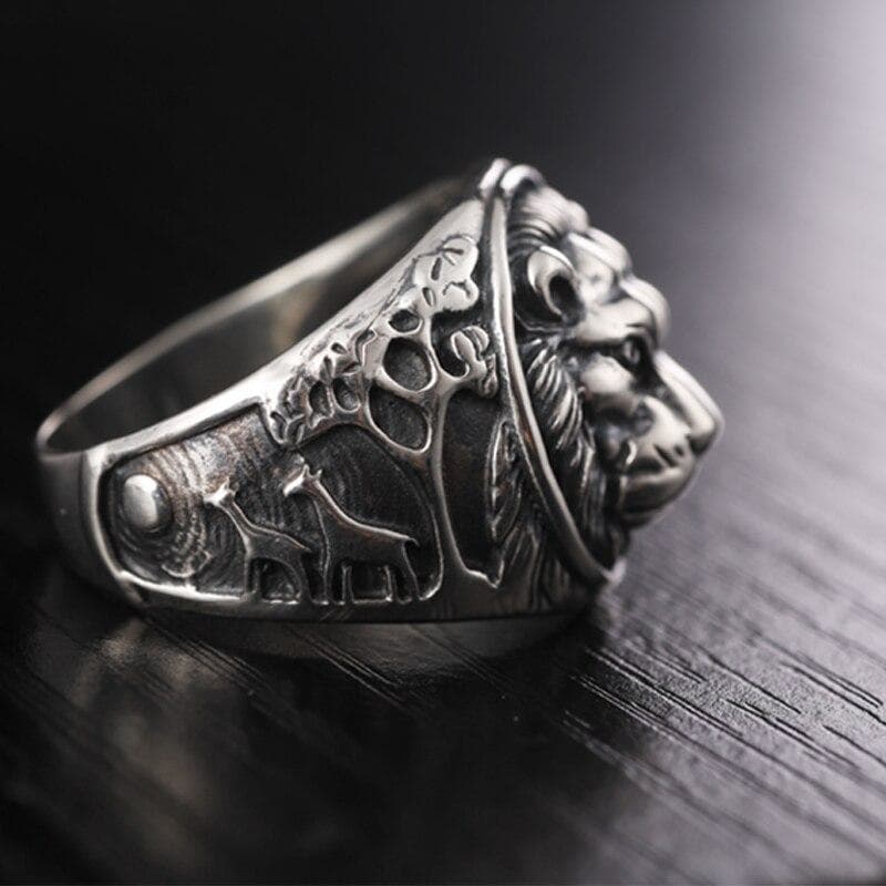 Bague Homme Lion - Steampunk d' Argent