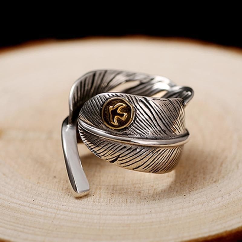 Bague Plume Argent - Homme Steampunk