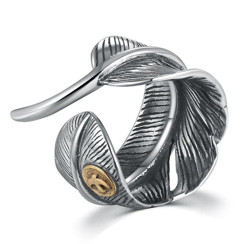 Bague Plume Argent - Homme Steampunk