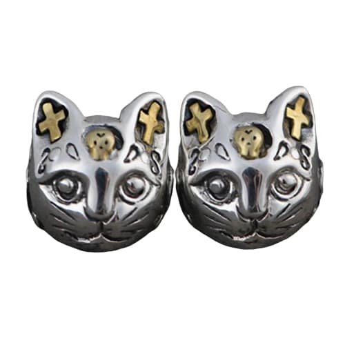 Boucles d'Oreilles Chat Argent - Neko