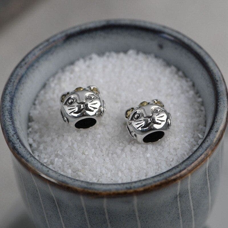 Boucles d'Oreilles Chat Argent - Neko