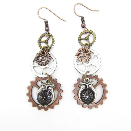 Boucles Steampunk - Hiboux Mécaniques